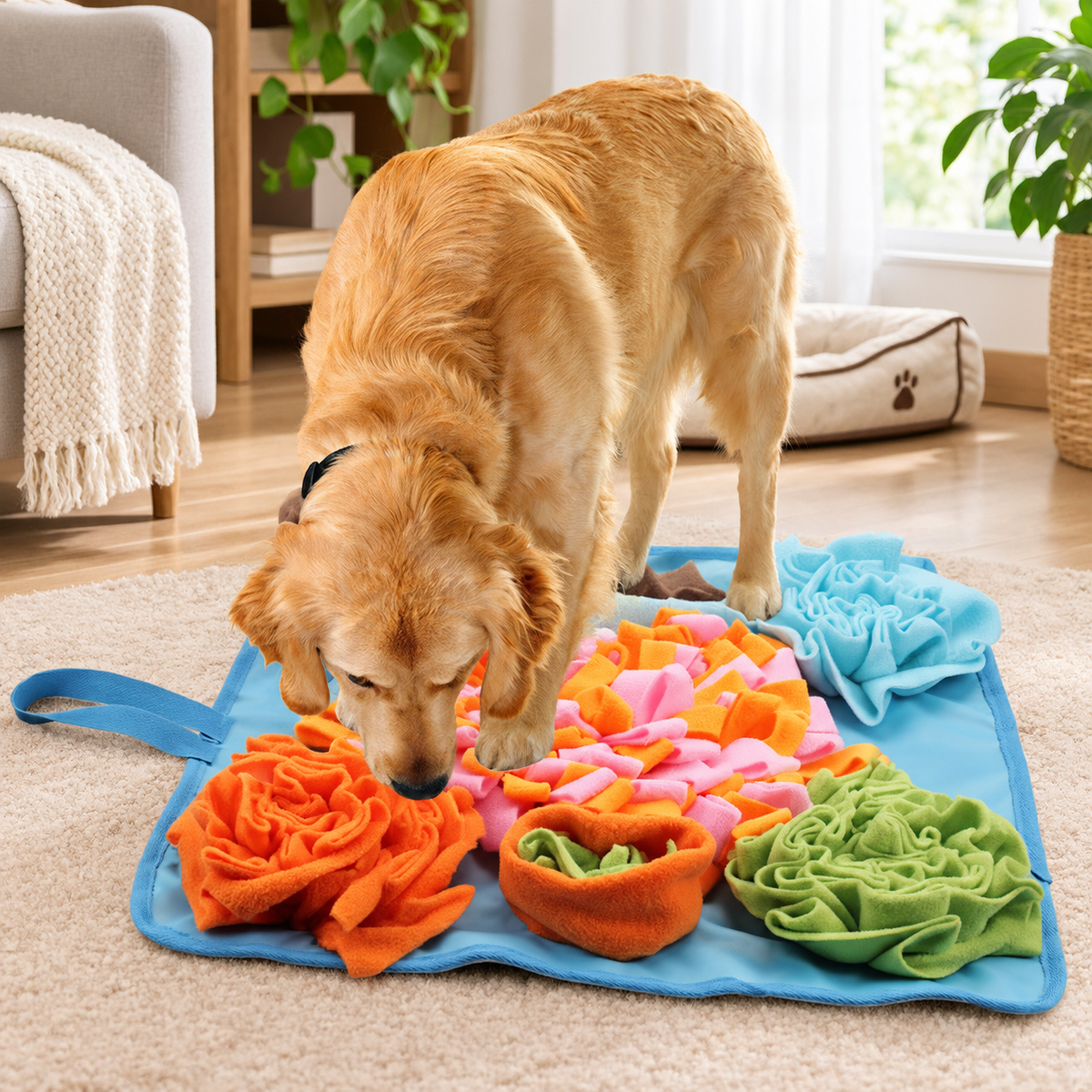 Interactive Pet Snuffle Mat for Treat Searching and Enrichment