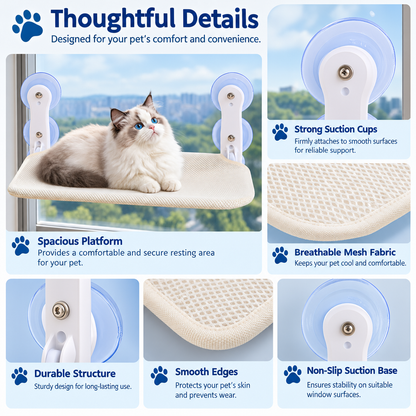 Cat Window Hammock with Breathable Mesh Resting Platform