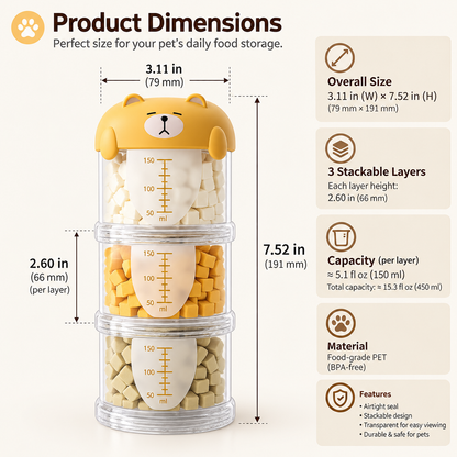 Stackable Pet Food Storage Container with Bear-Shaped Lid