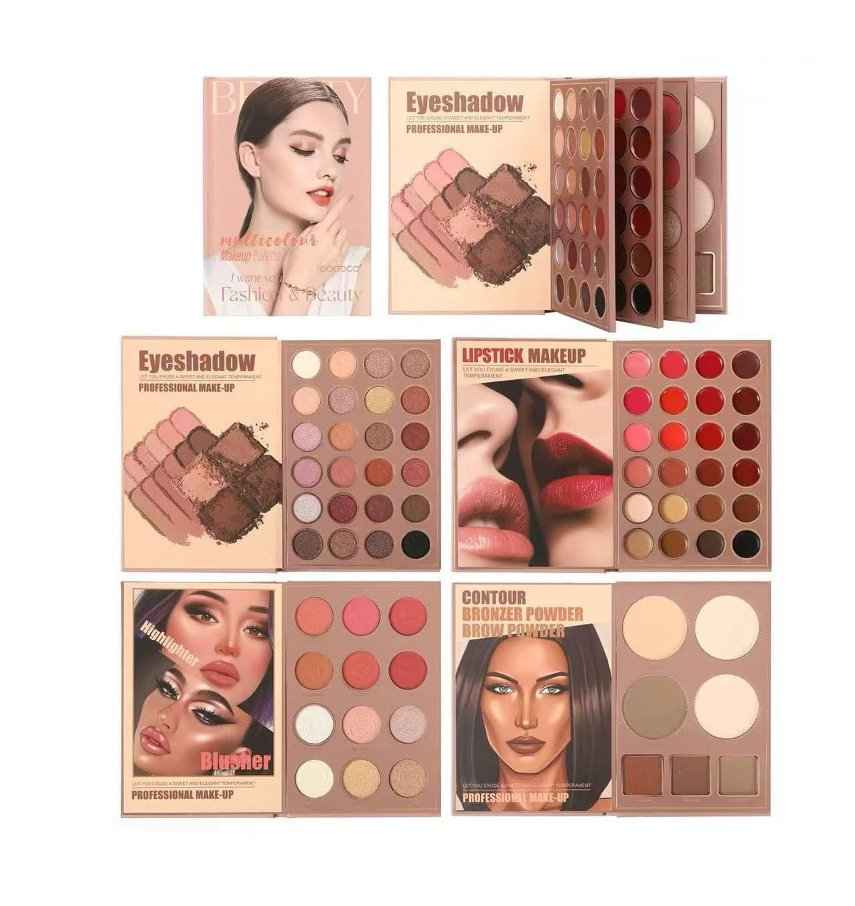 78-Color All-In-One Makeup Book Palette – Matte & Shimmer Eyeshadow, Blush, Highlighter & Lipstick