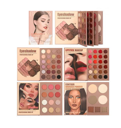78-Color All-In-One Makeup Book Palette – Matte & Shimmer Eyeshadow, Blush, Highlighter & Lipstick