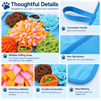 Interactive Pet Snuffle Mat for Treat Searching and Enrichment