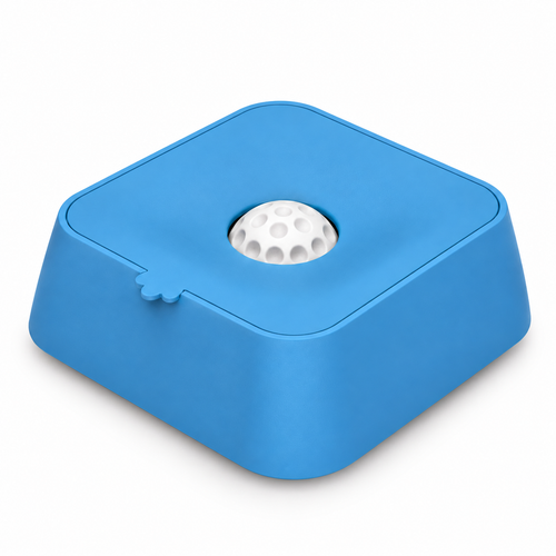Interactive Pet Treat Puzzle Toy with Rolling Ball, Blue