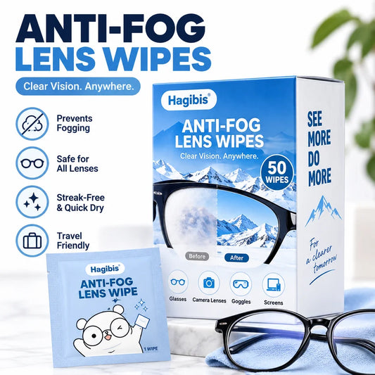 Anti-Fog Lens Wipes for Glasses – Streak-Free, Quick-Dry Cleaning Wipes, 50 Count