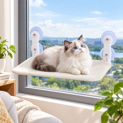 Cat Window Hammock with Breathable Mesh Resting Platform
