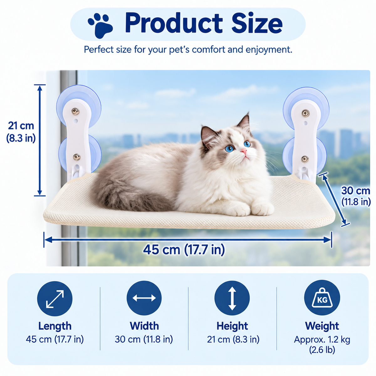 Cat Window Hammock with Breathable Mesh Resting Platform
